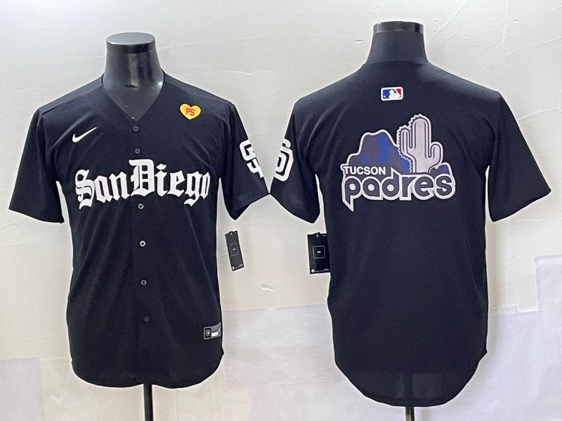 Men 2025 San Diego Padres Blank Black Five generations Joint Name Nike MLB Jersey style 15